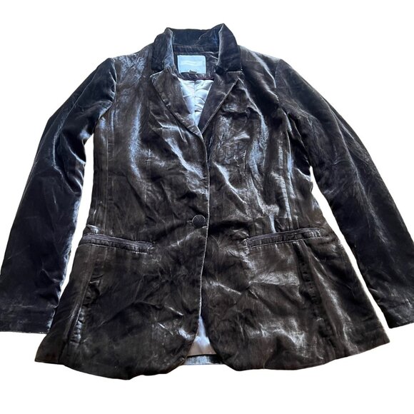 Anthropologie Dark Brown Velvet Blazer - Picture 3 of 16